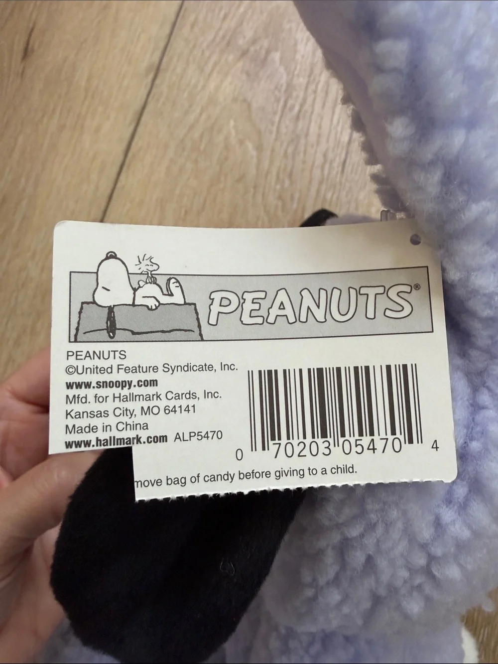 HALLMARK SNOOPY PEANUTS LIGHT PURPLE VIOLET EASTER BUNNY COSTUME PLUSH FIGURE